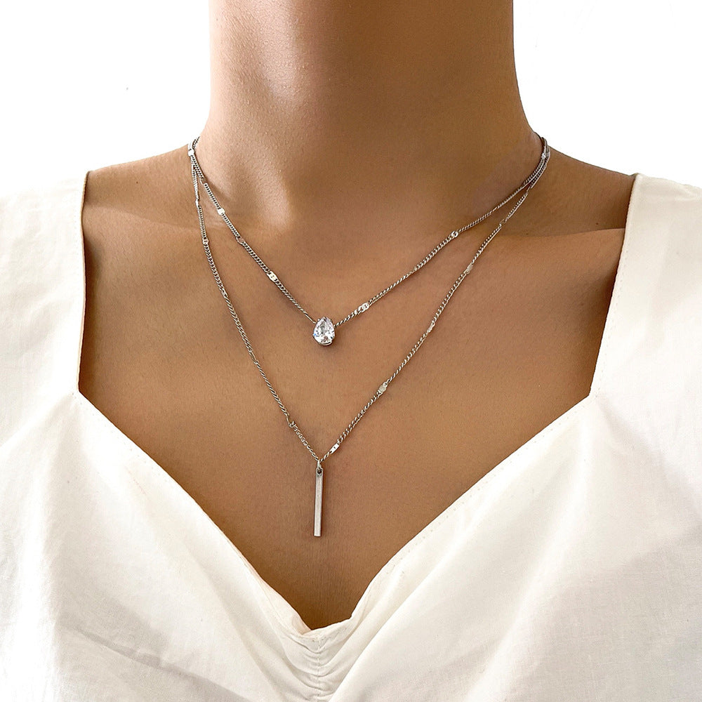 Adjustable Bar Double Layer Silver Necklace JLTN1205