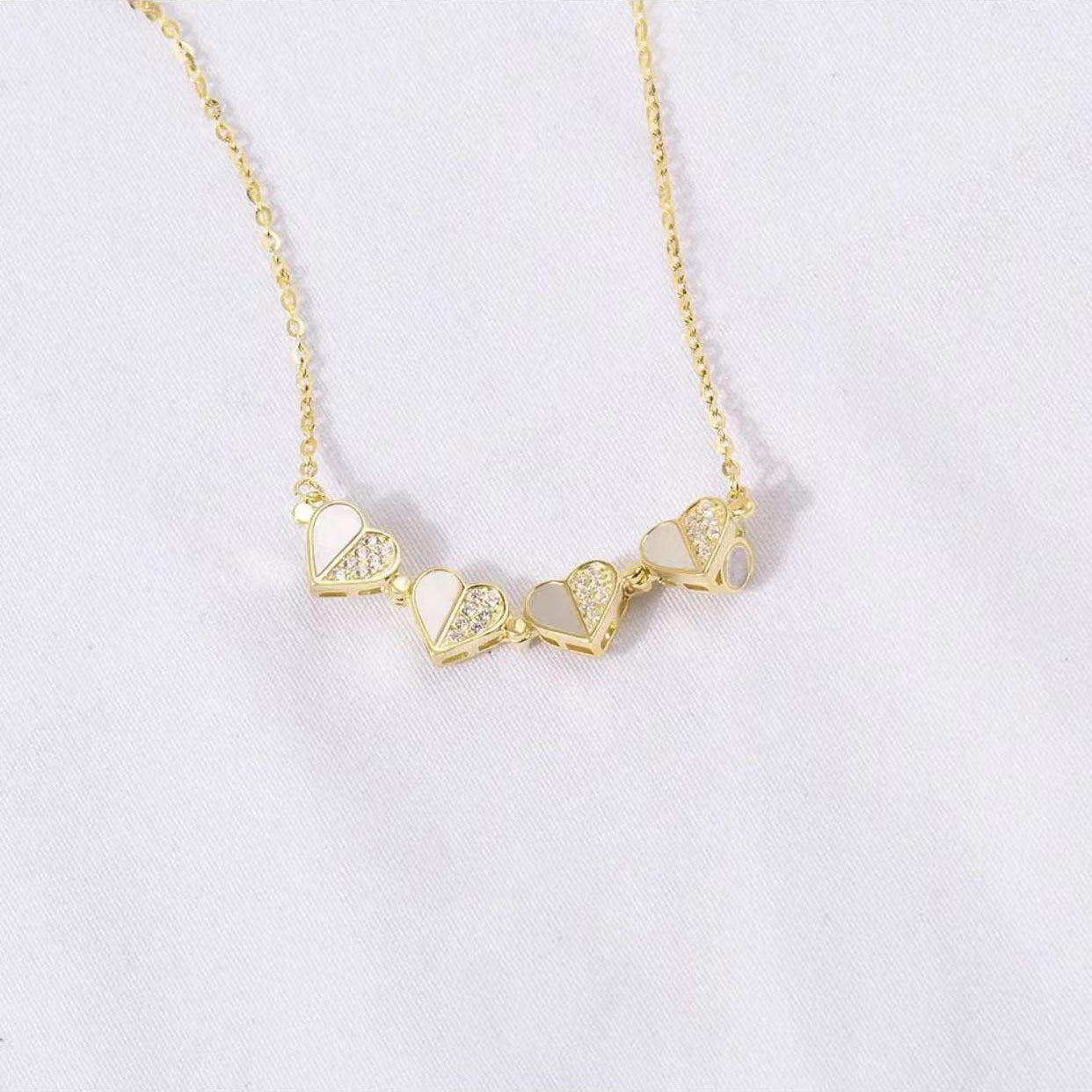 Quad Leaf Clover Crystal Plated Gold Necklace JLTN1254