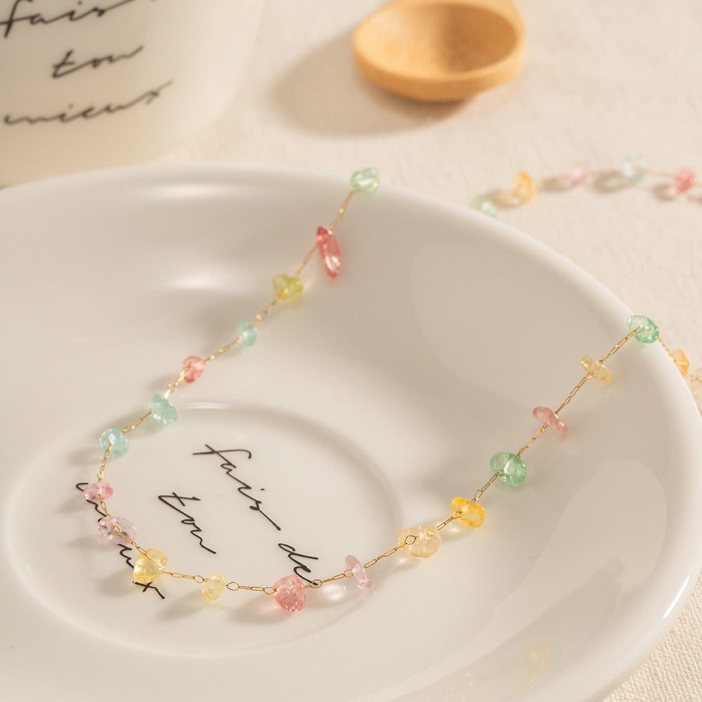 Multi Stone Pale Coloured Gold Necklace JLTN1262