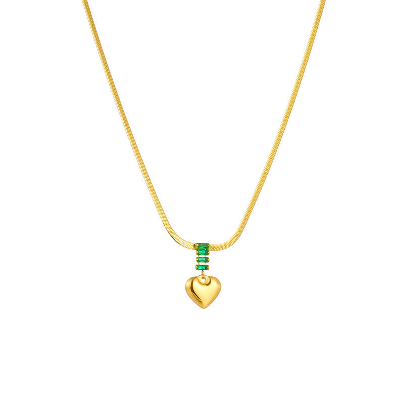 Golden Heart Pendant with Emerald Green Accents Necklace JLTN1263