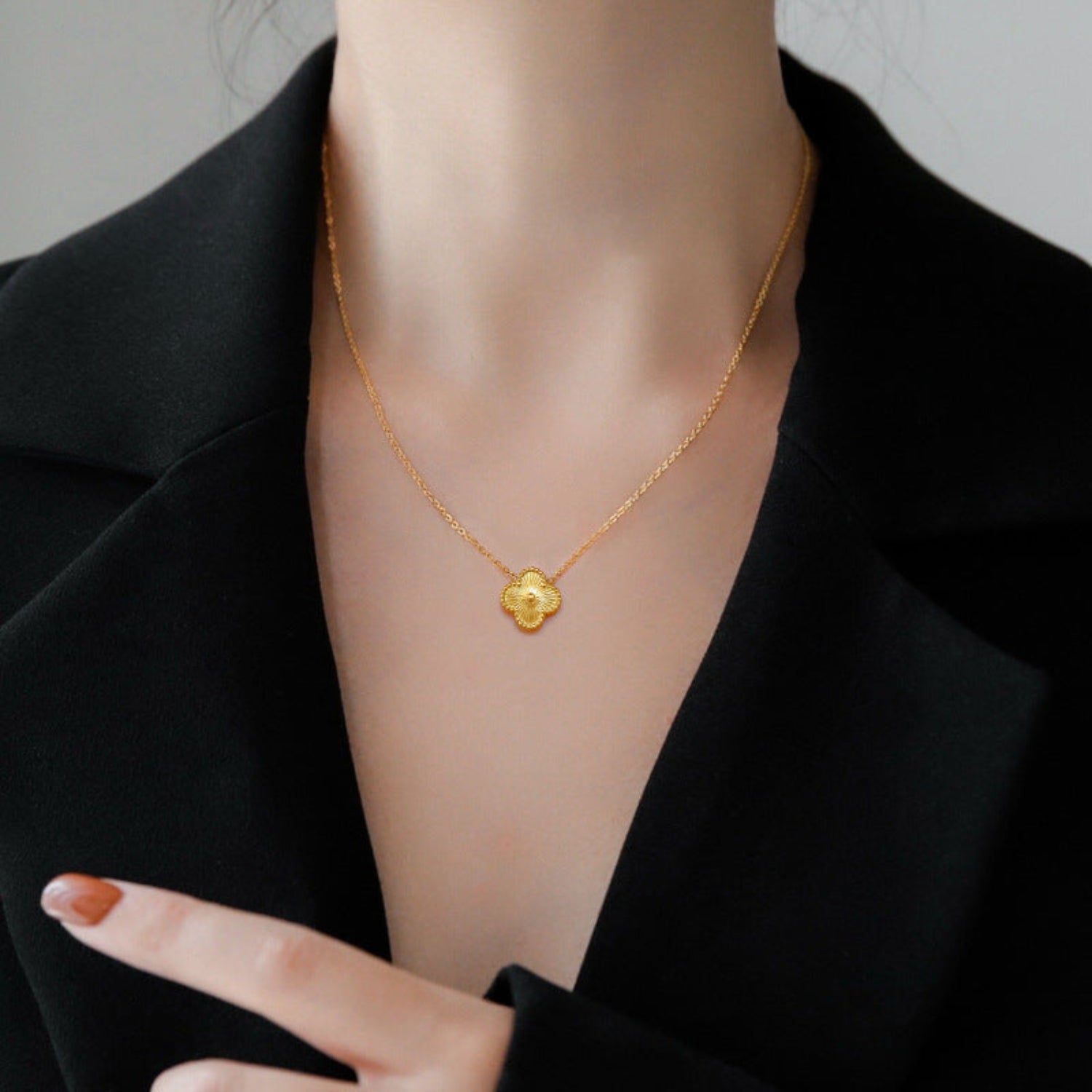 Lucky Leaflet Clover Compostion Gold Necklace JLTN1270