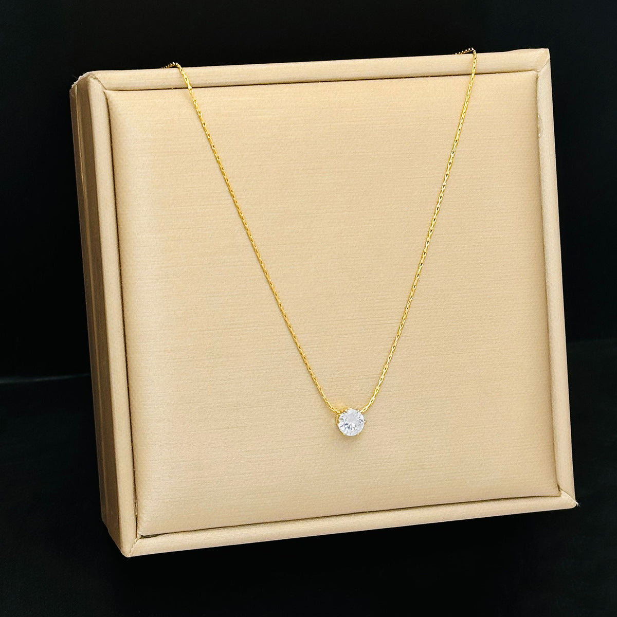Single White Stone Plated Gold Necklace JLTN1277