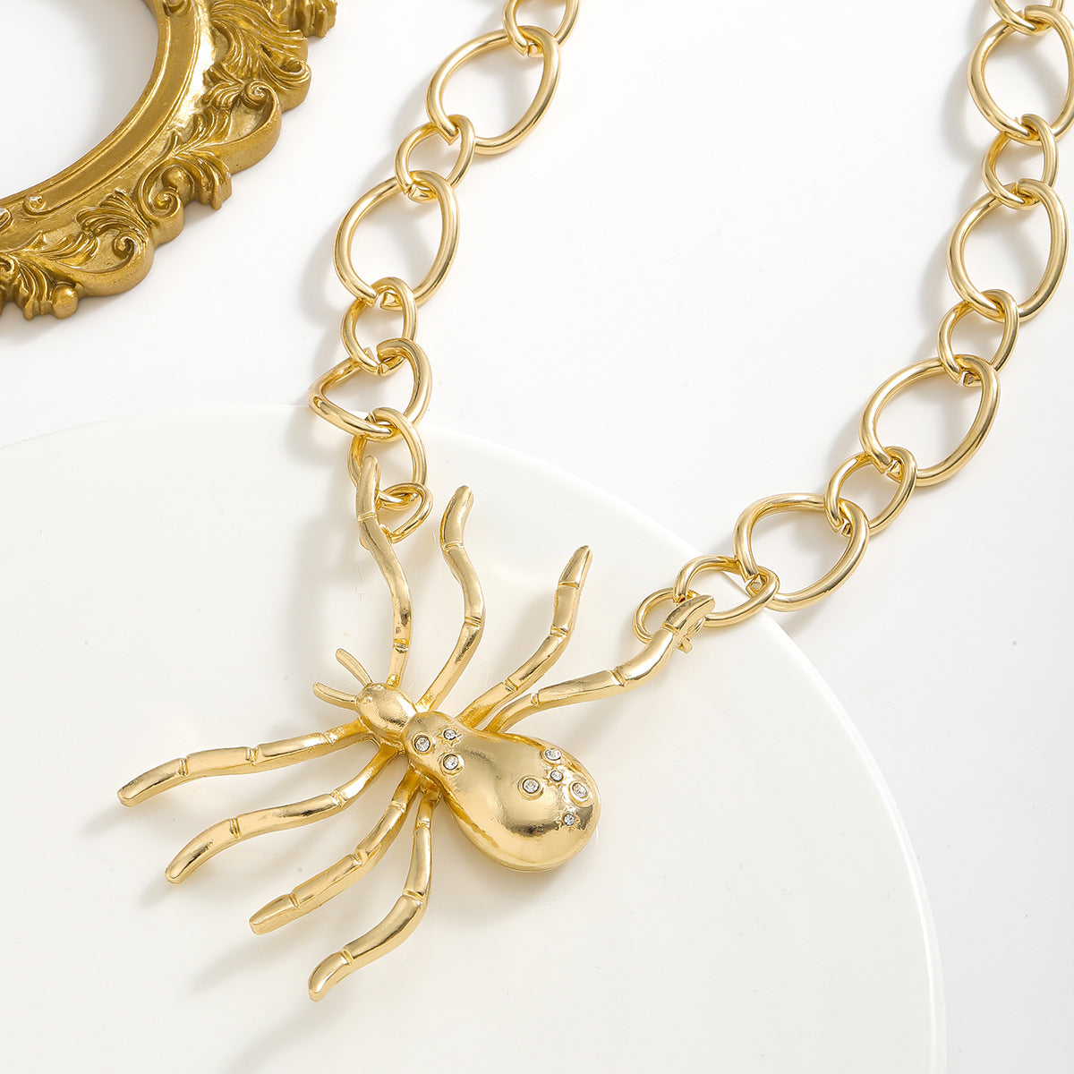 Dazzling Spider Hollow Chain Gold Necklace JLTN1293