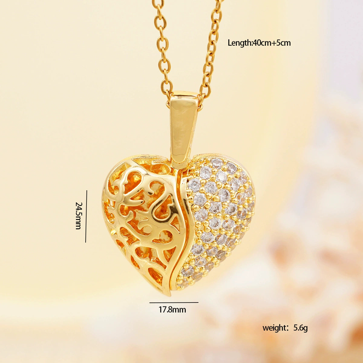 Filigree and Crystal Embellished Heart Pendant Necklace JLTN1374