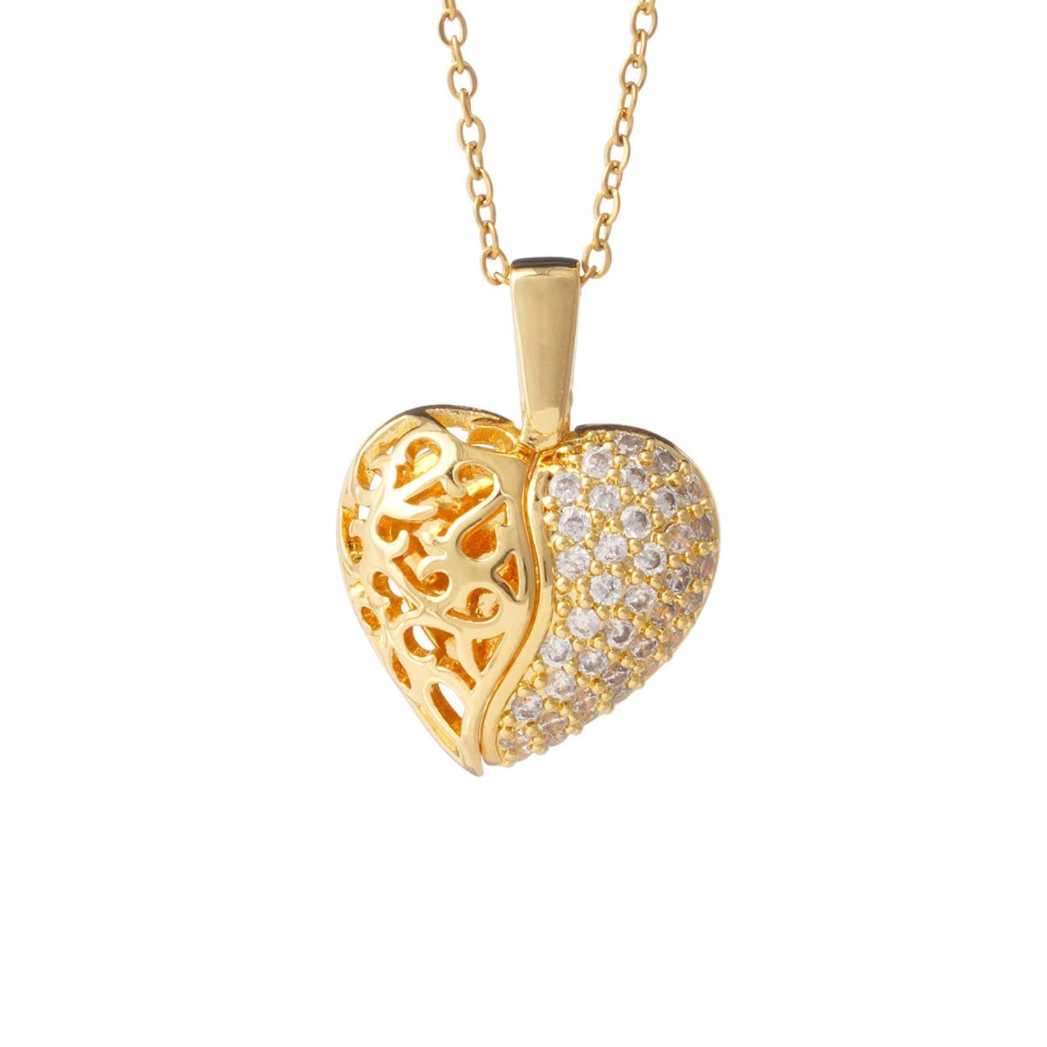 Filigree and Crystal Embellished Heart Pendant Necklace JLTN1374