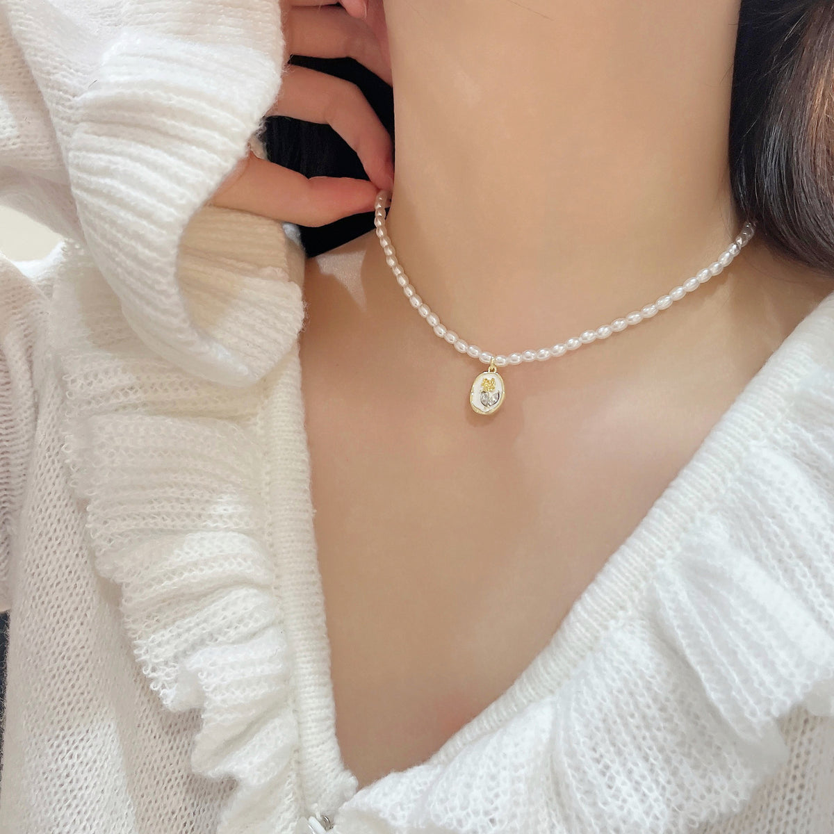 super fairy rose pendant pearl necklace JLTN1395
