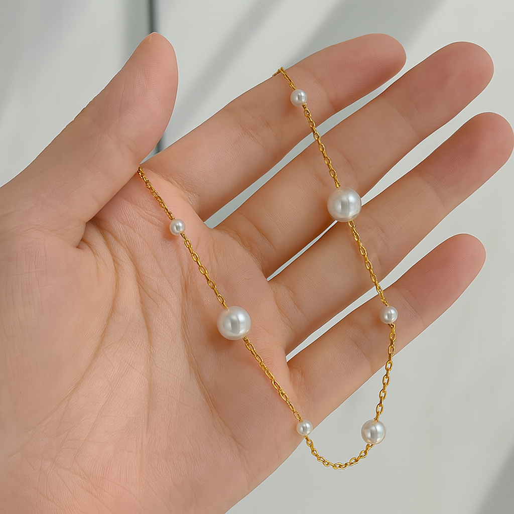Large and small pearl necklace short free adjustment necklace jltn1397