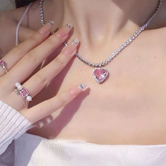 peach heart pink diamond love zircon necklace jltn1400