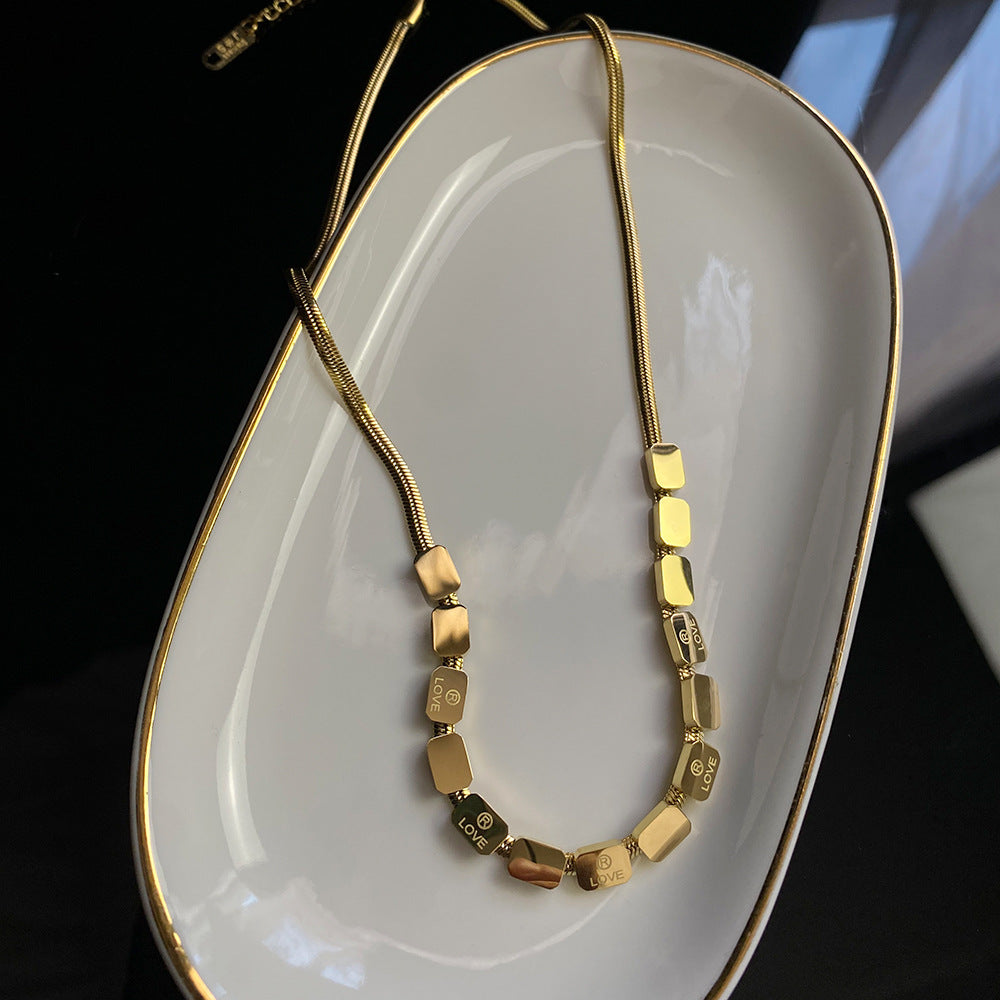 Love small cube titanium steel necklace  jltn1401