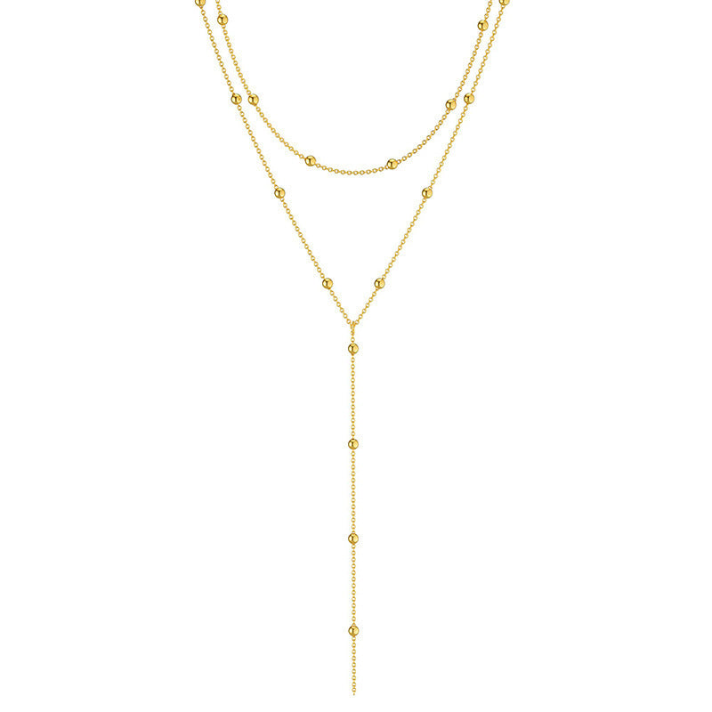 tassel round beads multi-layer stacking clavicle chain chest chain jltn1404
