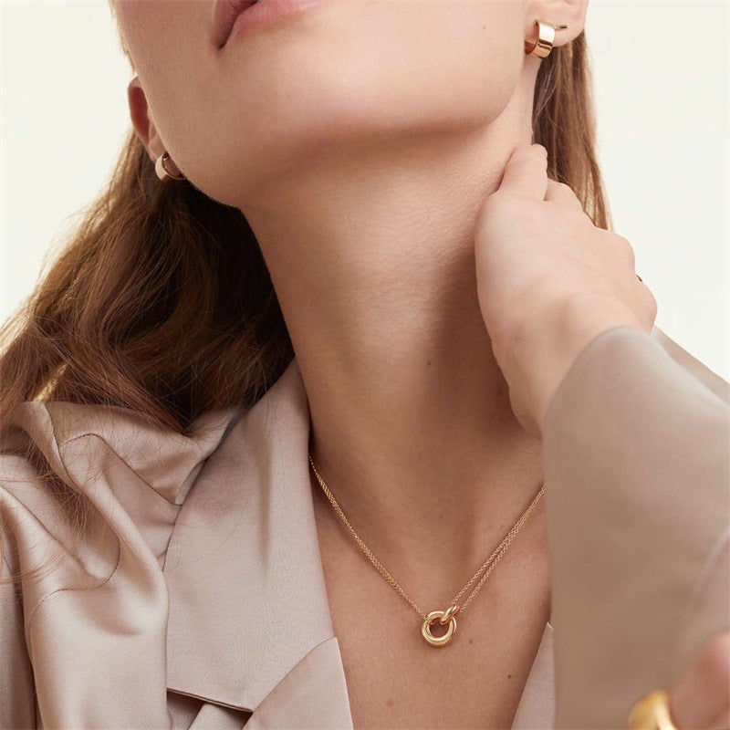 Double ring exquisite necklace jltn1406