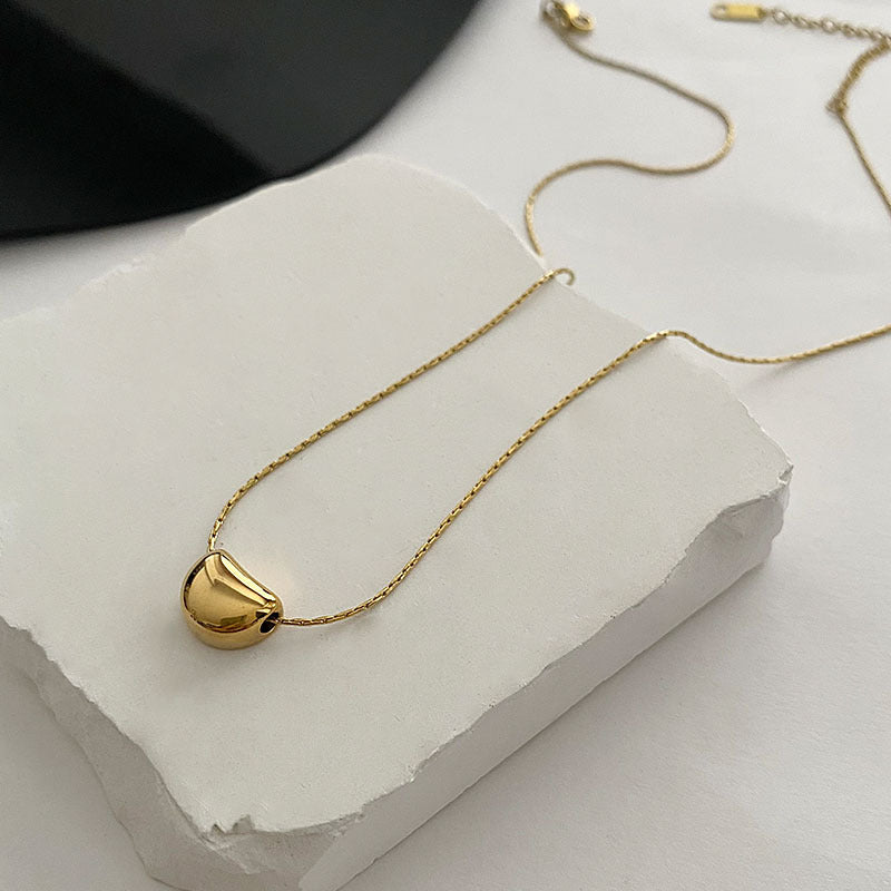 Golden Bean Titanium Pendant Necklace jltn1413