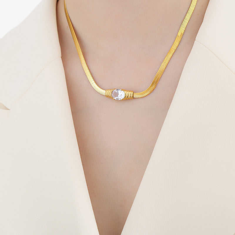 Golden Glow Crystal Chain Necklace jltn1415