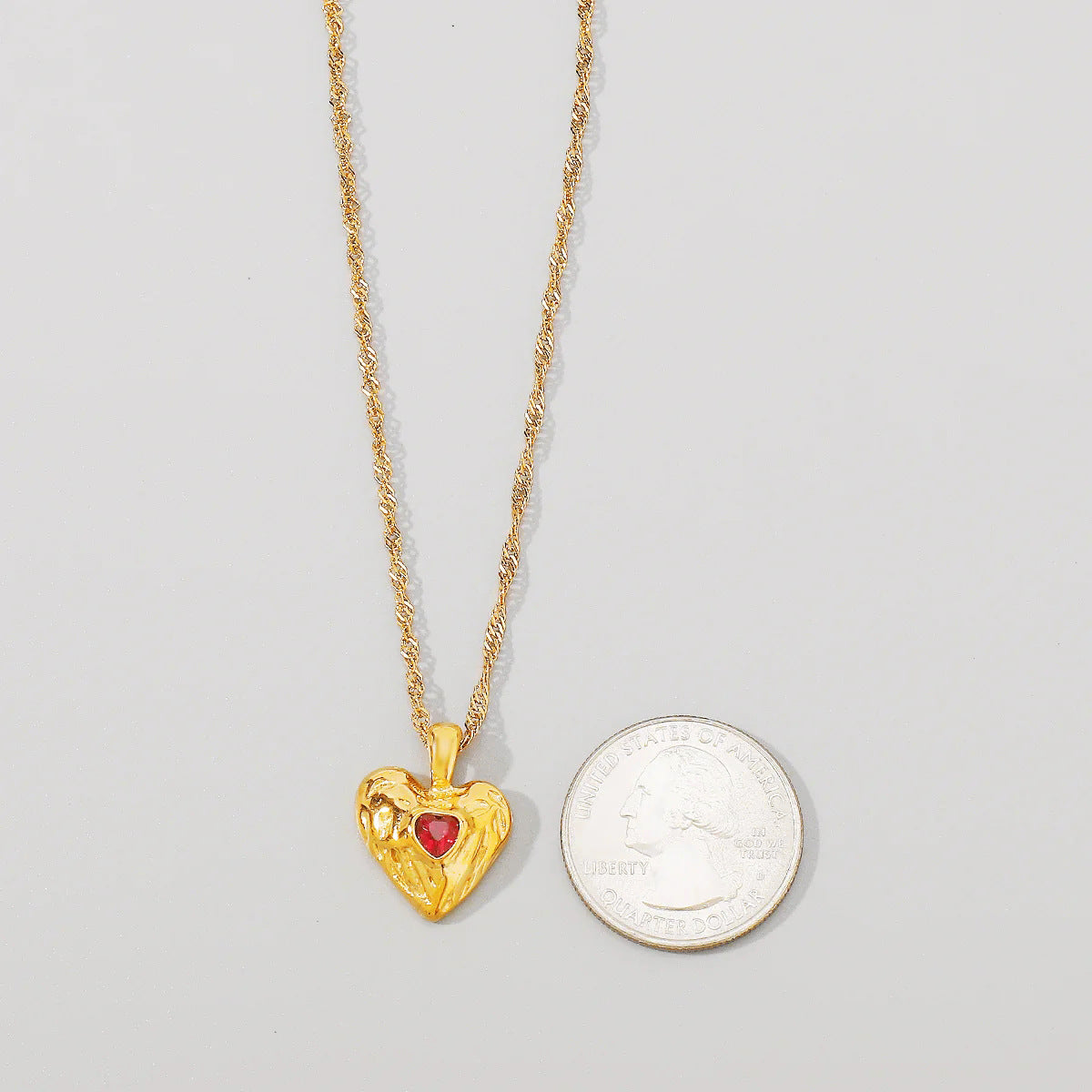 love hammer pattern diamond heart-shaped clavicle necklace jltn1417
