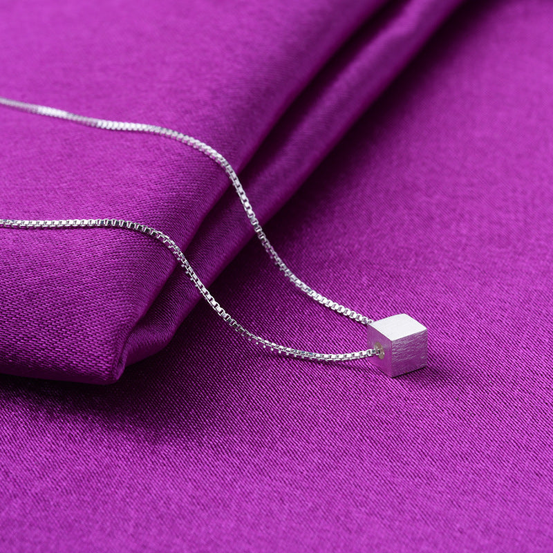 fashion short clavicle chain frosted brushed small square pendant necklace jltn1424