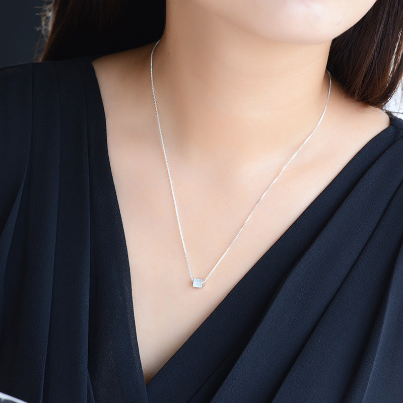 fashion short clavicle chain frosted brushed small square pendant necklace jltn1424