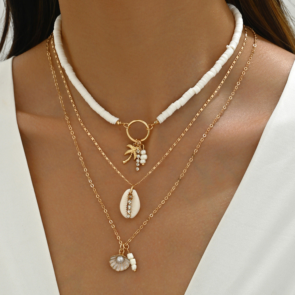 coconut tree soft clay necklace jltn1425