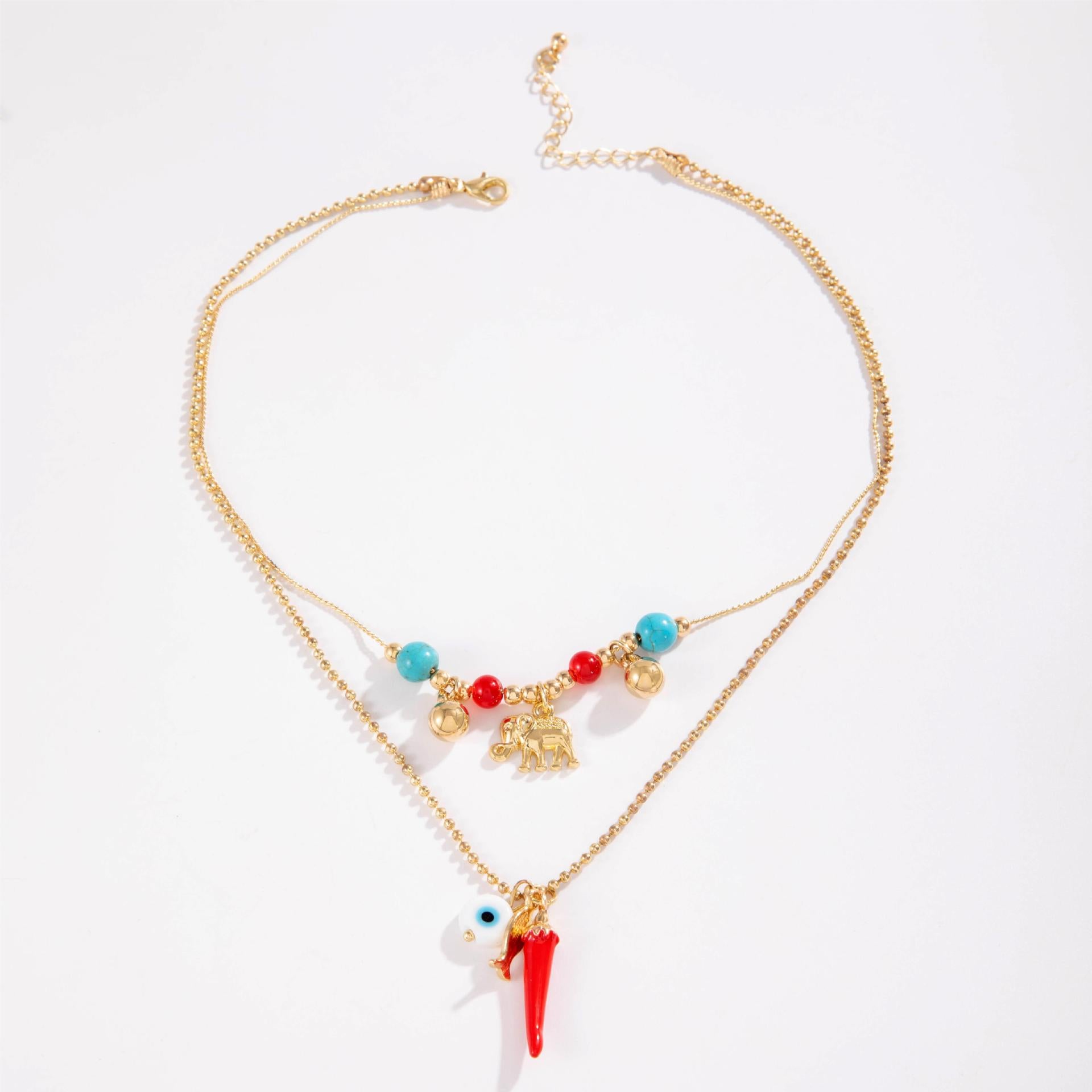 Good Luck Symbol Layered Charm Necklace  jltn1429