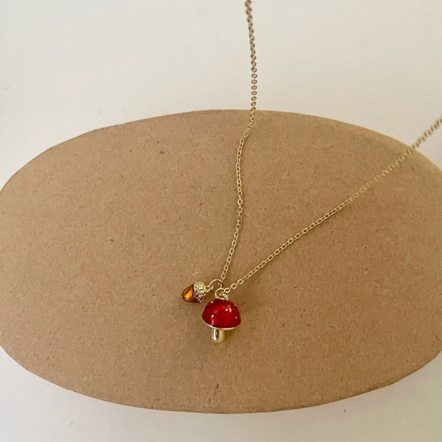 mushroom acorn pendant clavicle chain enamel color necklace jltn1431