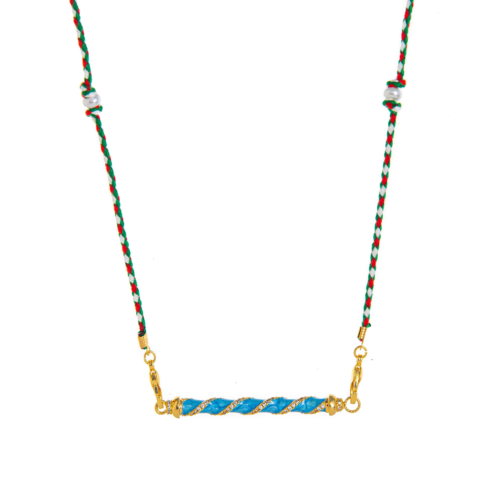 handmade twisted blue braided cord necklace jltn1456
