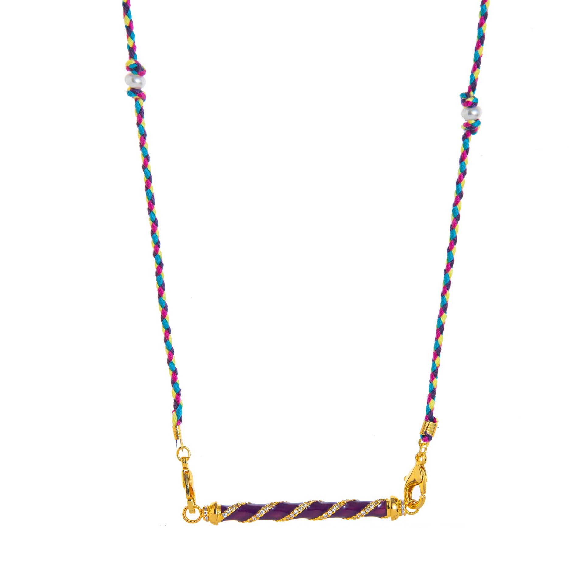 handmade twisted purple braided cord necklace jltn1457
