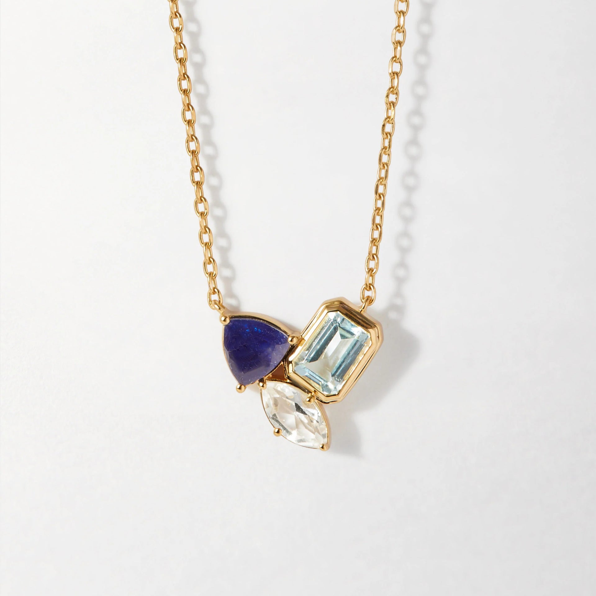 Emerald and aquamarine gemstone pendant necklace jltn1465