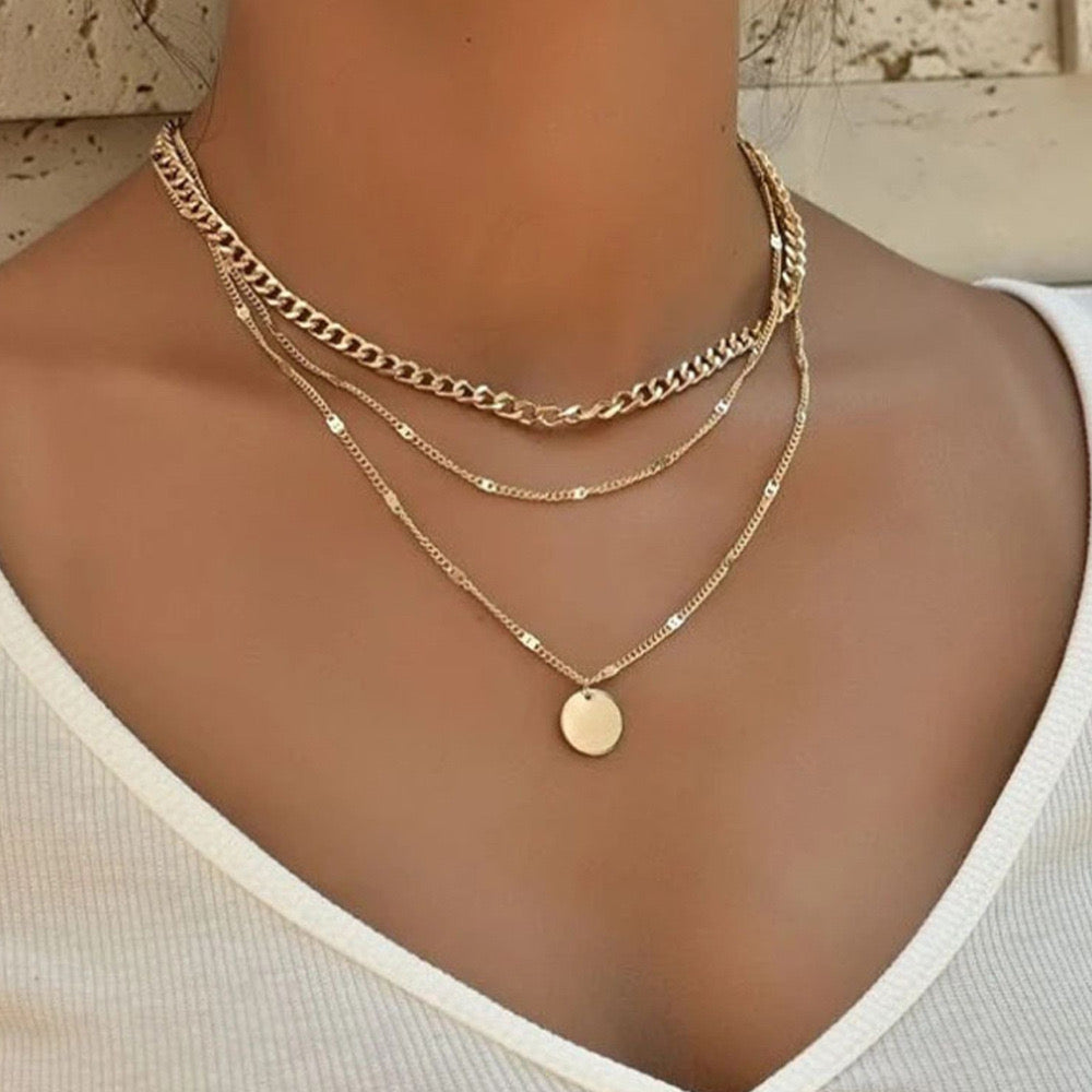 Disc Décor Layered Necklace JLTN1482