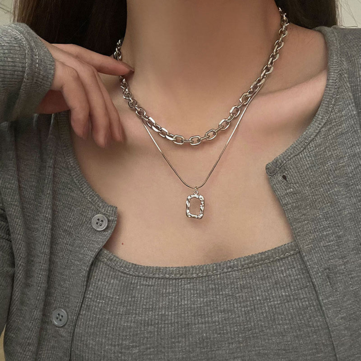 Retro Dual Layer Necklace JLTN1484