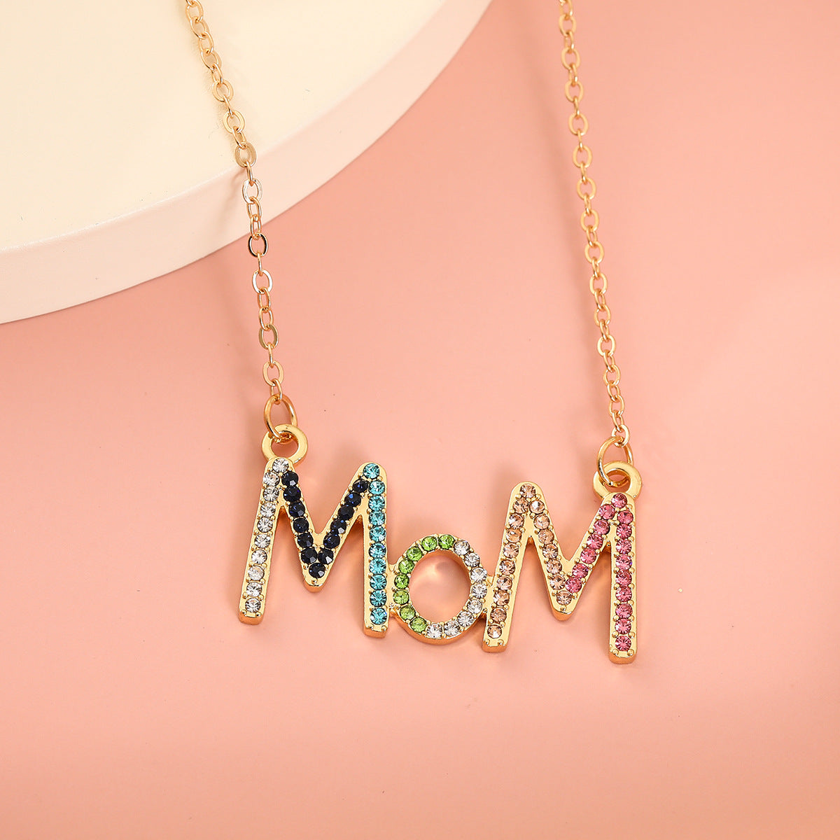 Rainbow MOM Pendant Necklace jltn1497