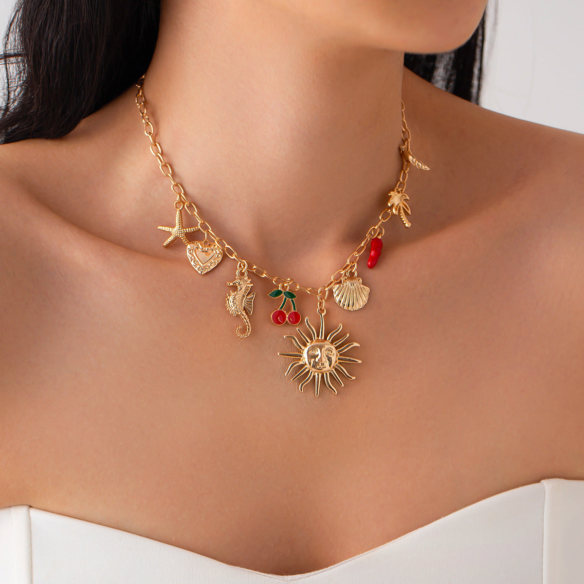 Tropical Sun Charm Pendant Necklace jltn1499