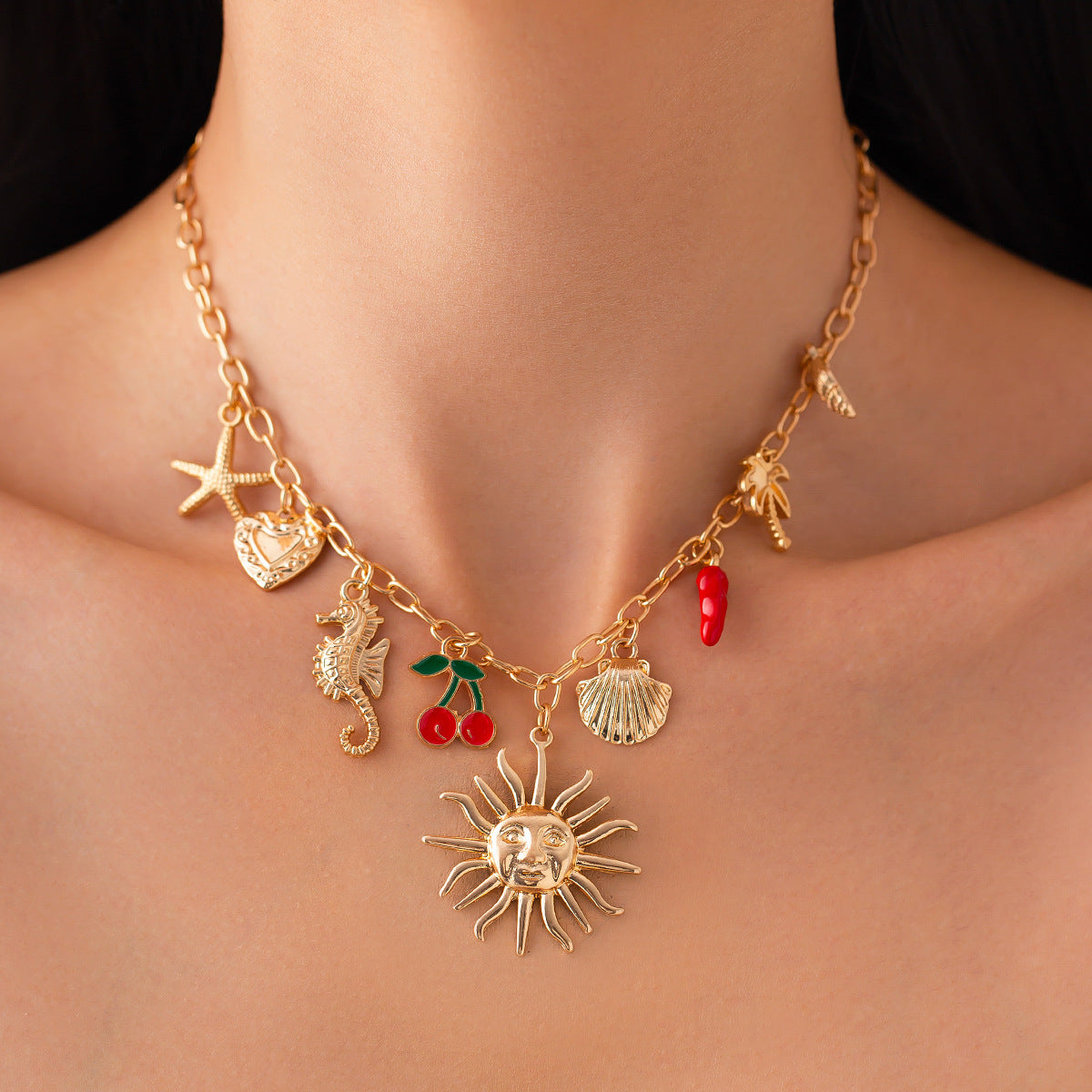 Tropical Sun Charm Pendant Necklace jltn1499