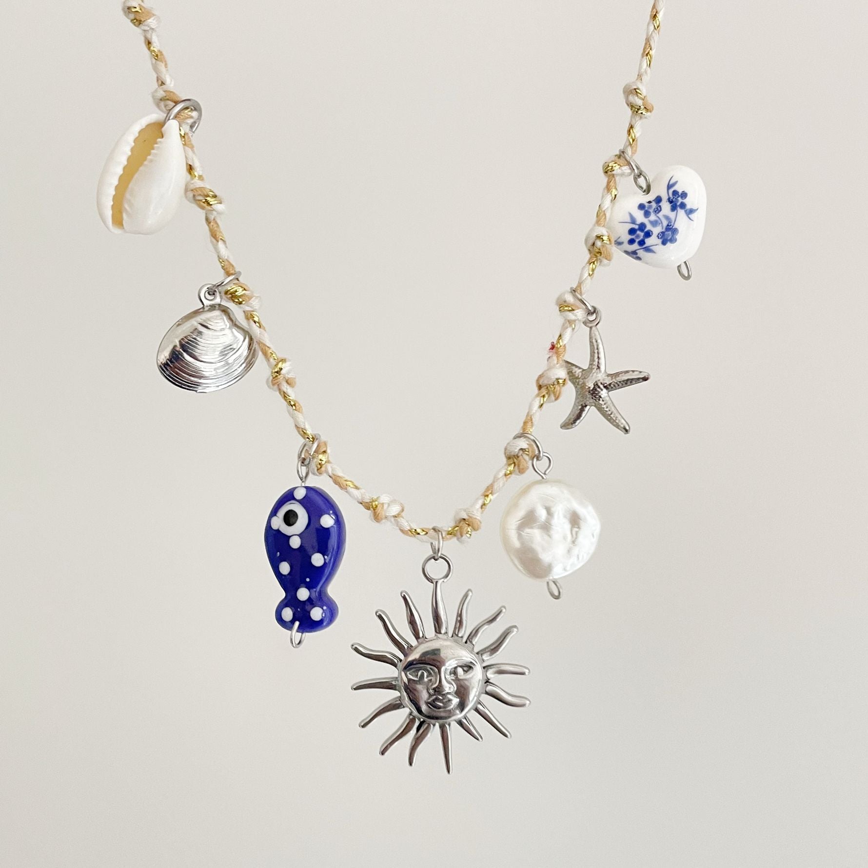 Silver Sun dopamine rope Necklace jltn1509