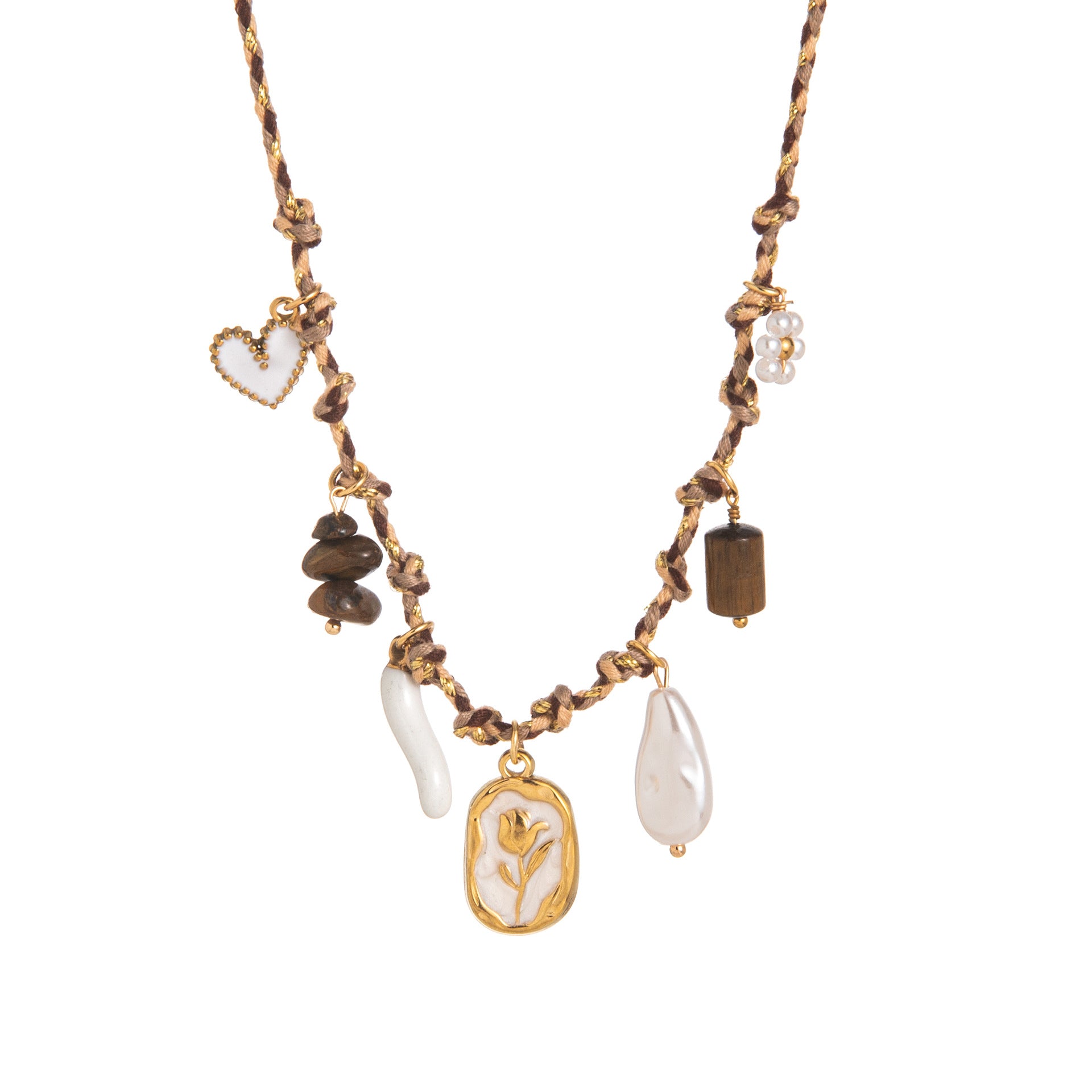 Oval Flowerl dopamine rope  Necklace jltn1512
