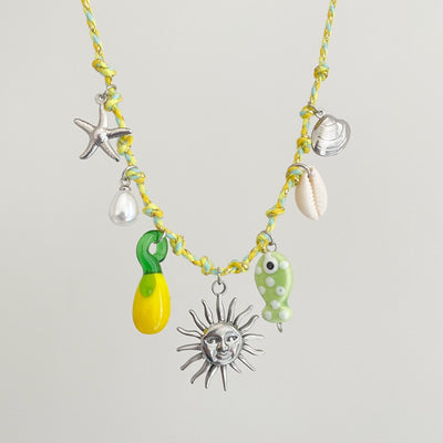 Silver Sun dopamine rope  Necklace jltn1513