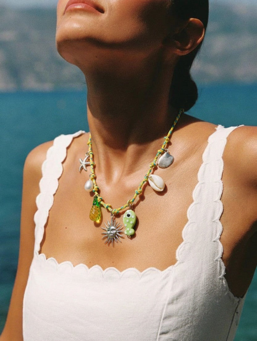 Silver Sun dopamine rope  Necklace jltn1513