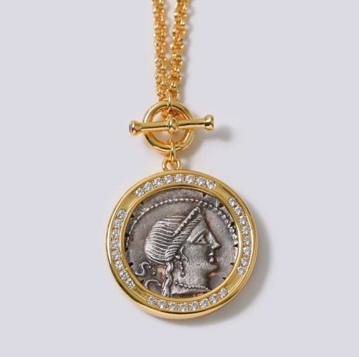 simple trend silver coin round plate ancient coin necklace jltn1518