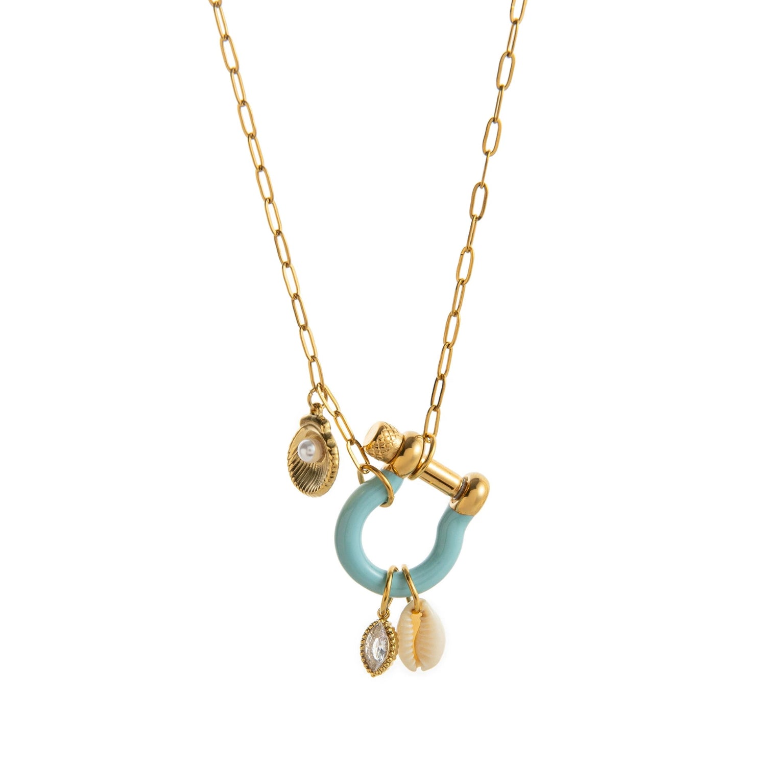U-shaped horseshoe shell necklace jltn1526
