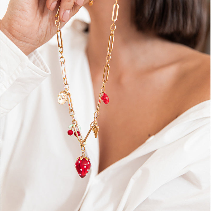 Strawberry Finished Necklace jltn1527