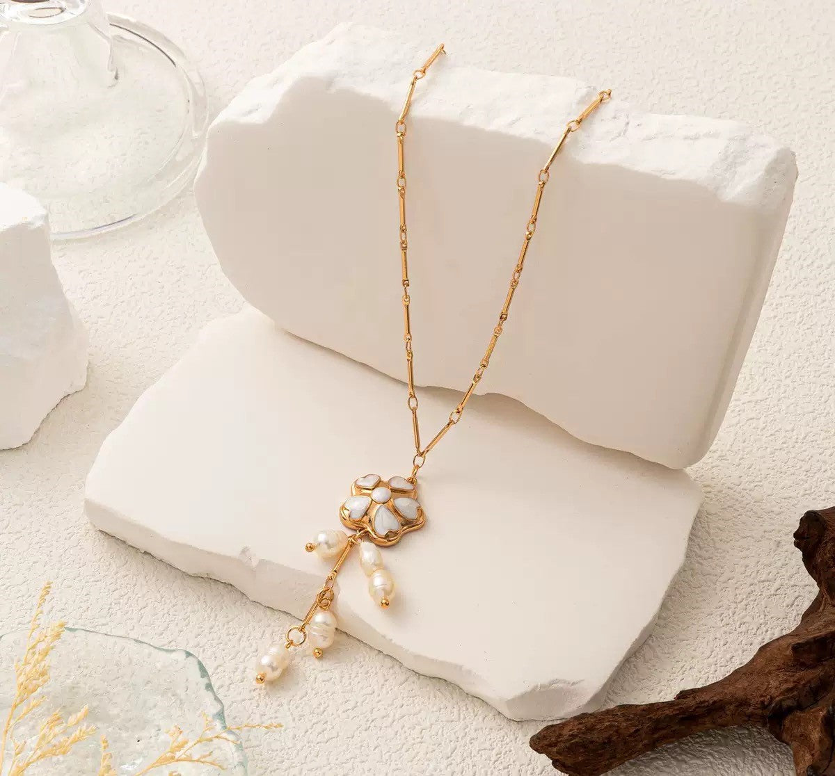 flower pendant freshwater pearl necklace jltn1537