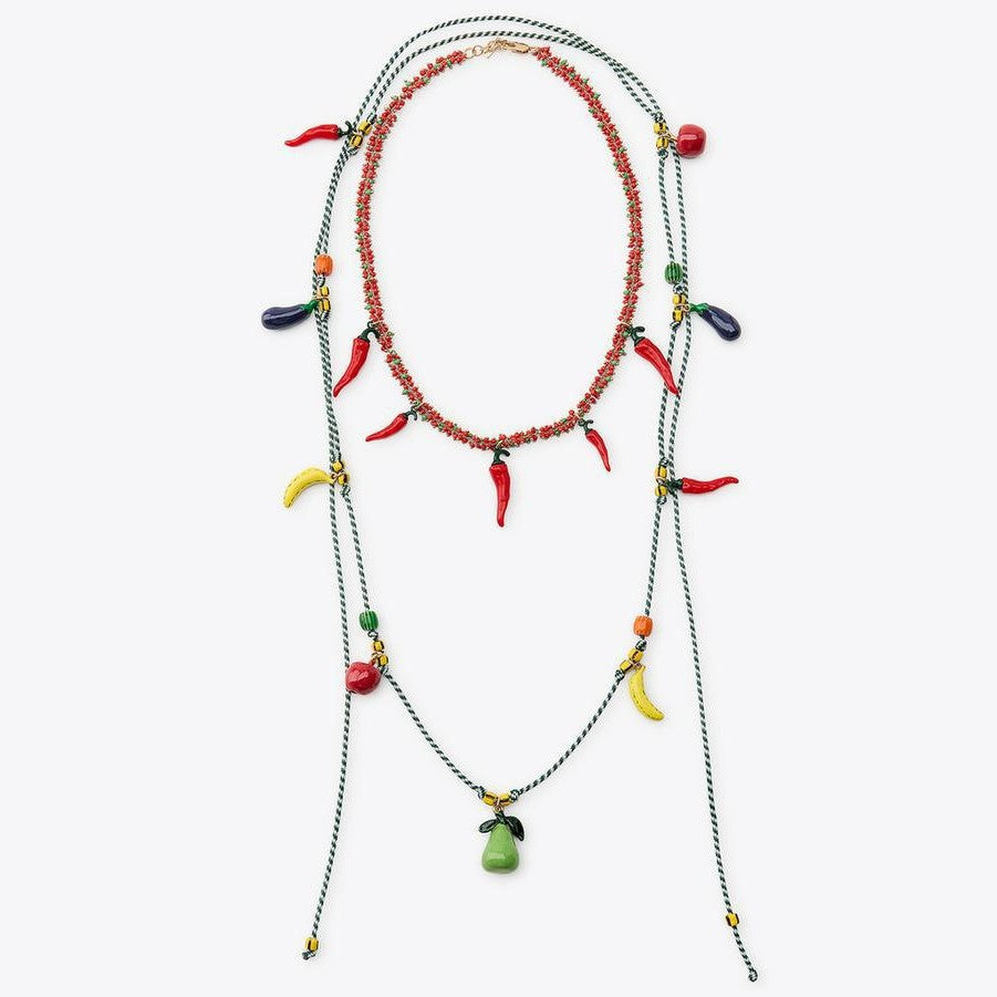 European and Ameican new summer hot pepper necklace personality fashion fruit series multi-pendant necklace jltn1560