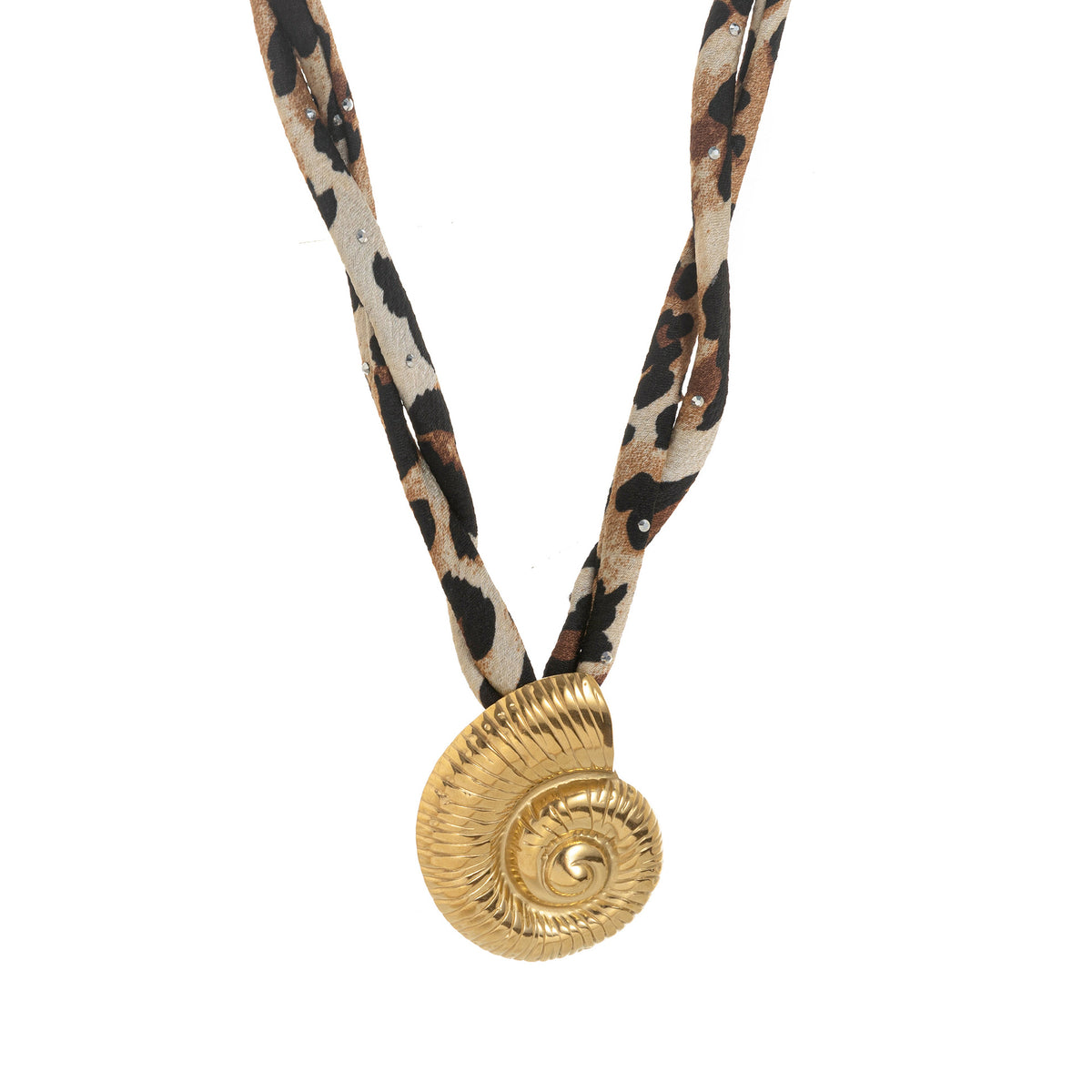 leopard velvet rope necklace sea shall pendant jltn1571