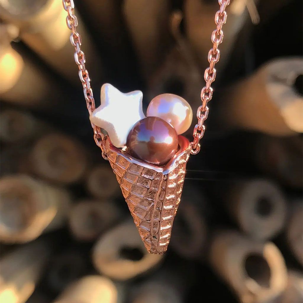 European and American summer new pearl ice cream necklace fashionable niche design clavicle chain jltn1581