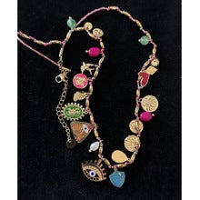 Just Lil Things Boho Evil Eye Charm Necklace – Multicolor Beaded with Enamel & Symbolic Pendants  Design jltn1596