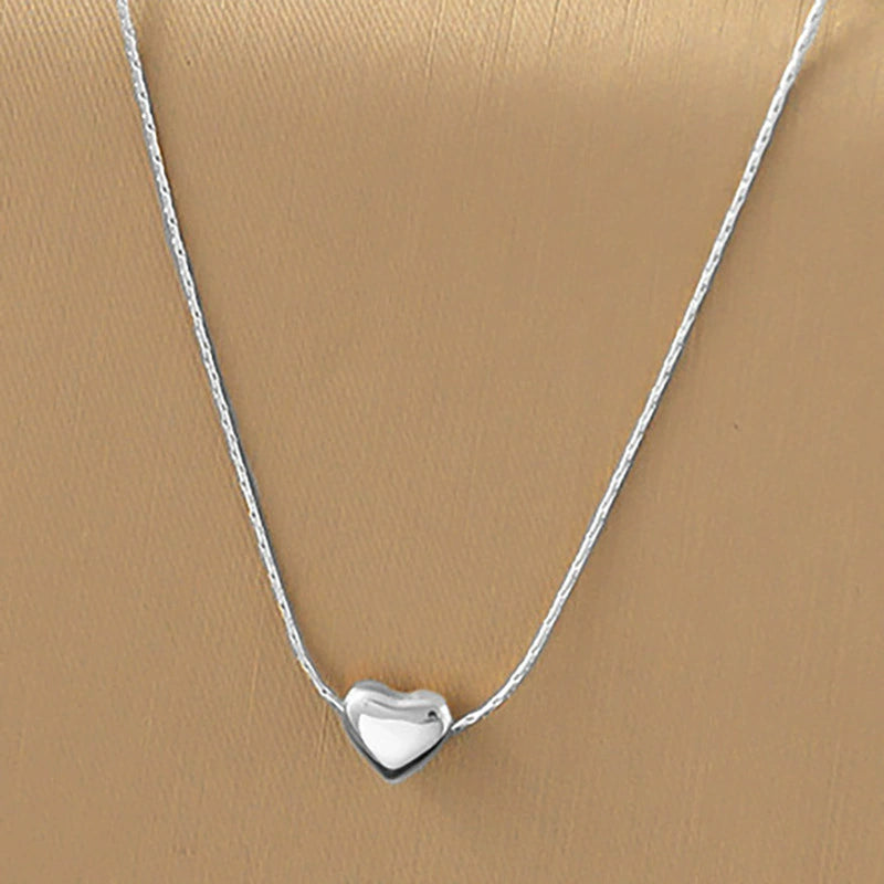Just Lil Things Minimalist Silver Color Heart Chain Necklace – Sleek Polished Design jltn1605