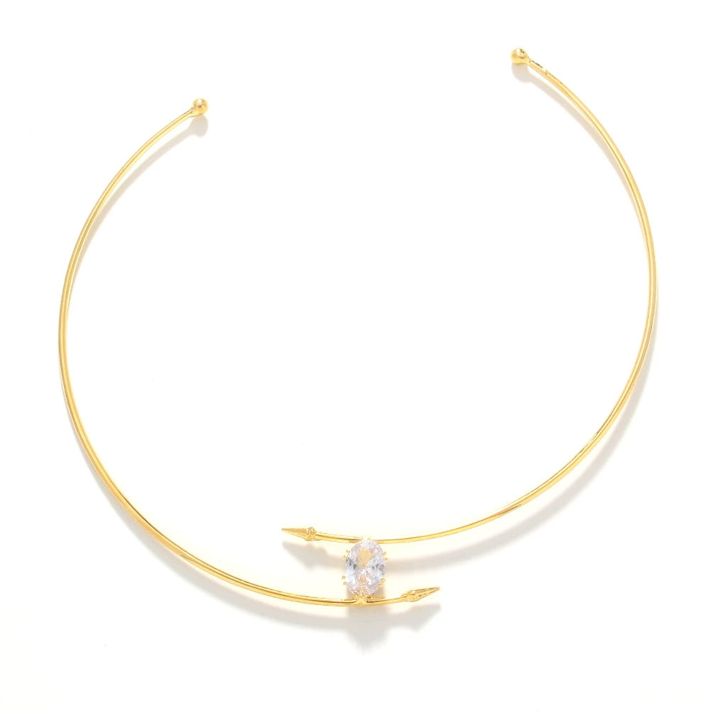 Just Lil Things Minimalist Choker with Arrow Design and Crystal Accent jltn1624
