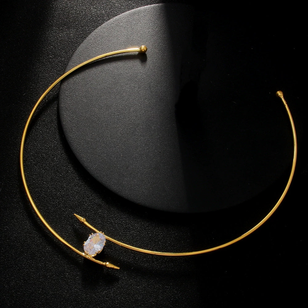 Just Lil Things Minimalist Choker with Arrow Design and Crystal Accent jltn1624