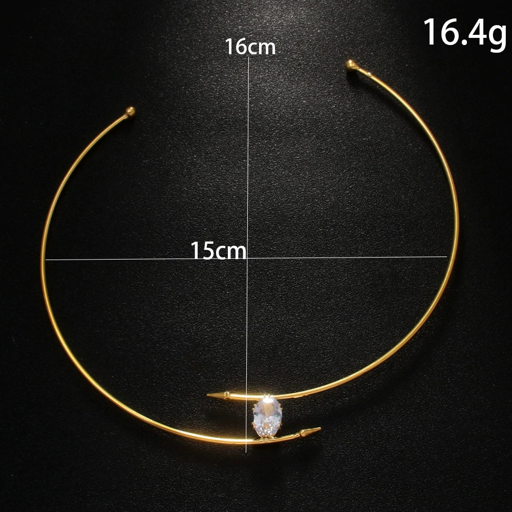 Just Lil Things Minimalist Choker with Arrow Design and Crystal Accent jltn1624