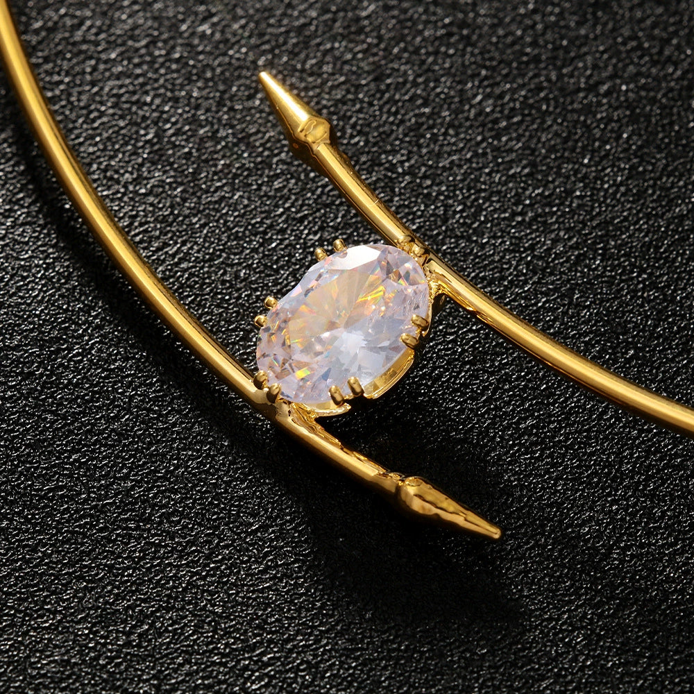 Just Lil Things Minimalist Choker with Arrow Design and Crystal Accent jltn1624