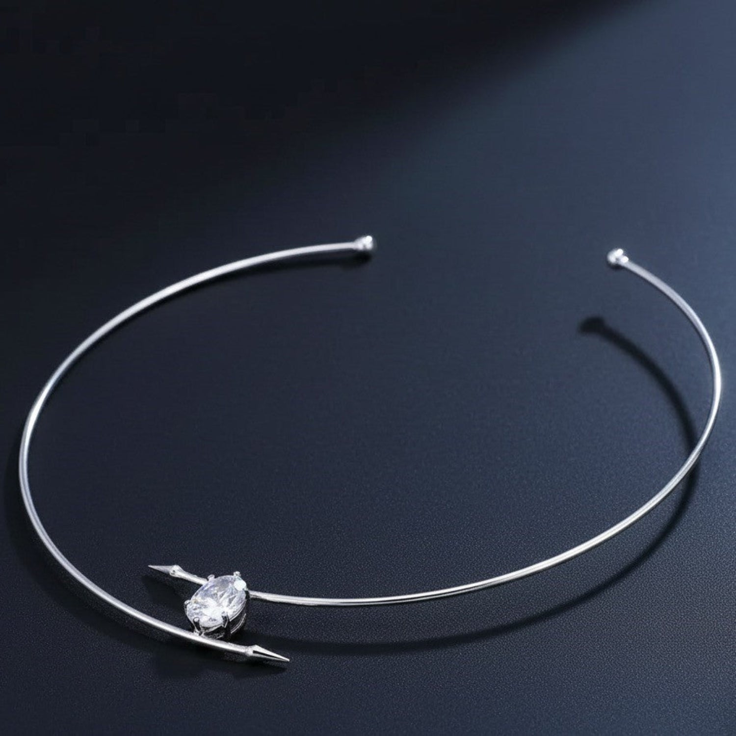 Just Lil Things Minimalist Choker with Arrow Design and Crystal Accent jltn1627