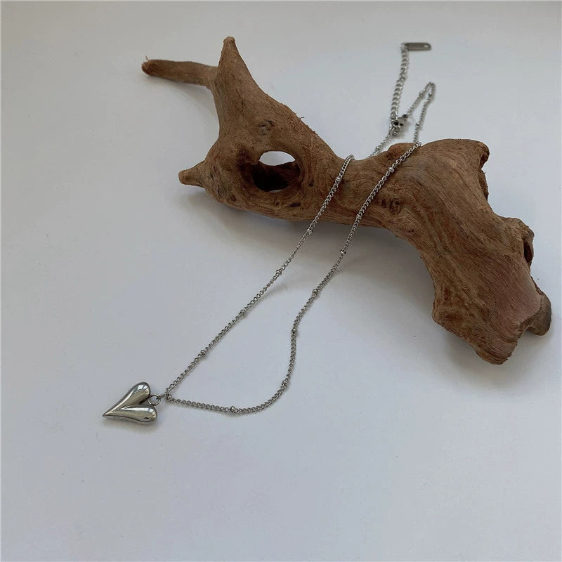 Just Lil Things Minimal Silver Heart Pendant Necklace on Delicate Chain jltn1629